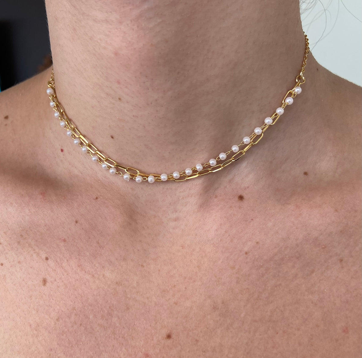 Choker Corrente + Pérola