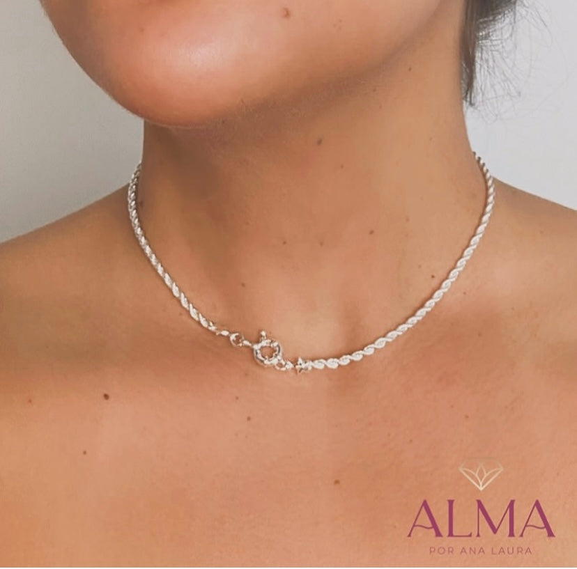 Choker de Corda folheada a prata 925